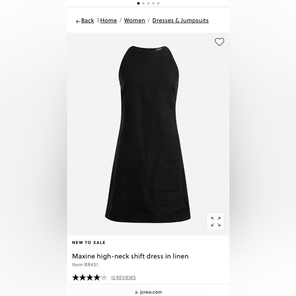 NWT J. Crew Maxine Black Linen Dress XXS